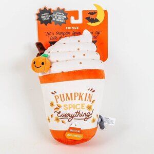 Fringe Studio Pumpkin Spice Plush Dog Toy Squeaker Fall Halloween NWT 9”